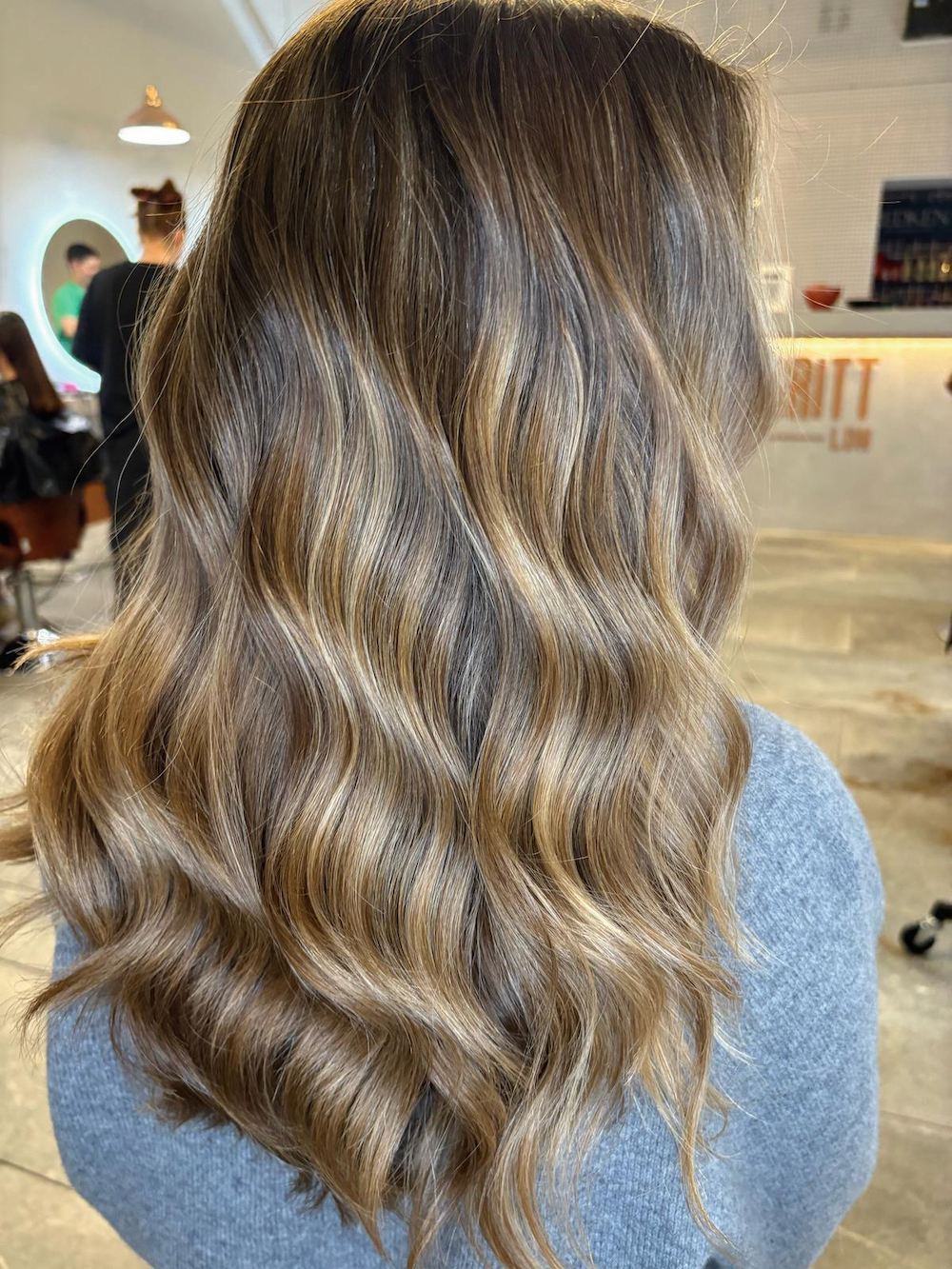 Teddy Bear Blonde hair created using balayage