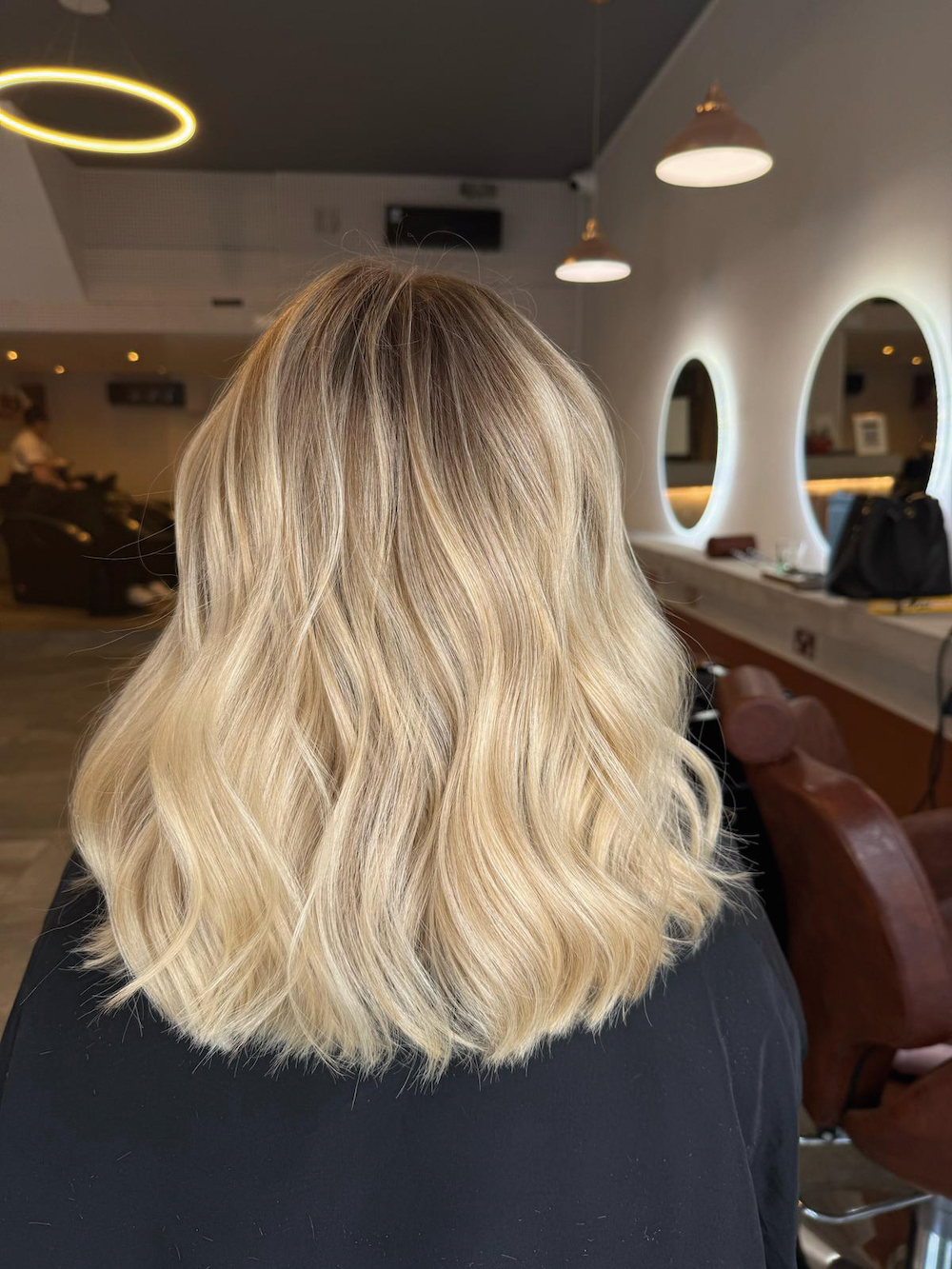 Bright buttercream blonde hair
