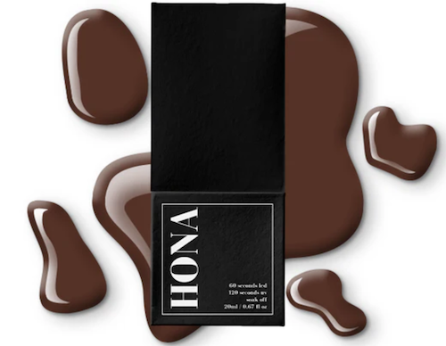 HONA gel nail polish in the shade Cigar, part of the professional hypoallergenic nail range available at Ellisons
