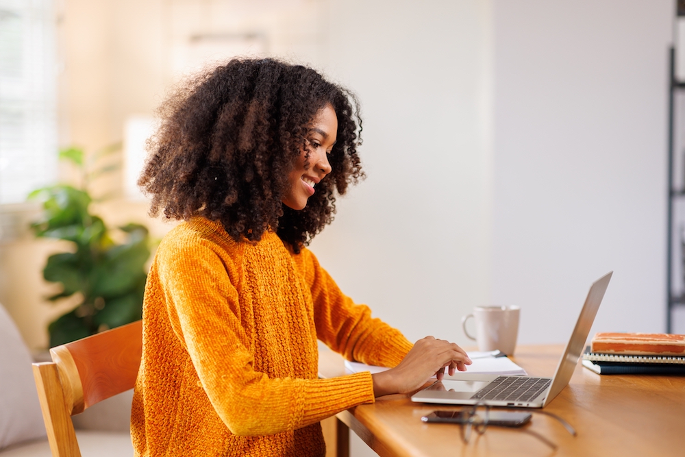 Woman working on her laptop
