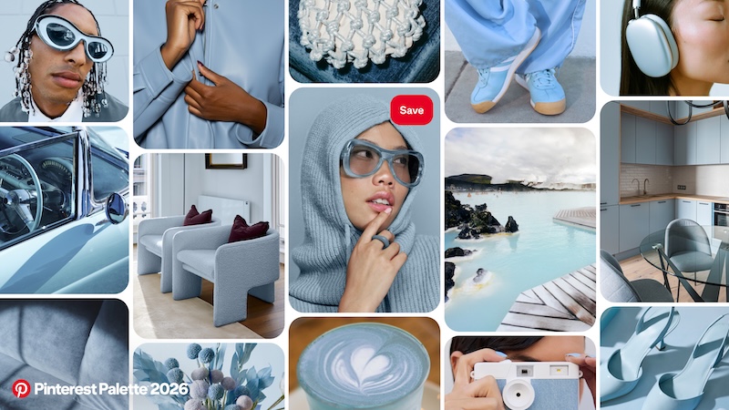 Cool Blue shade from Pinterest Palette 2026, a frosty, icy blue colour trend for beauty, nails and salon design