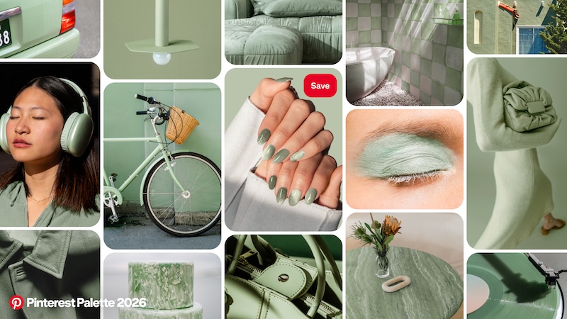 Jade shade from Pinterest Palette 2026, a serene and sophisticated green trend for beauty, nails and salon design