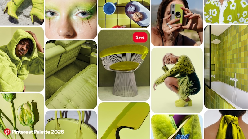 Wasabi shade from Pinterest Palette 2026, an electric chartreuse green trend for beauty, nails and salon design
