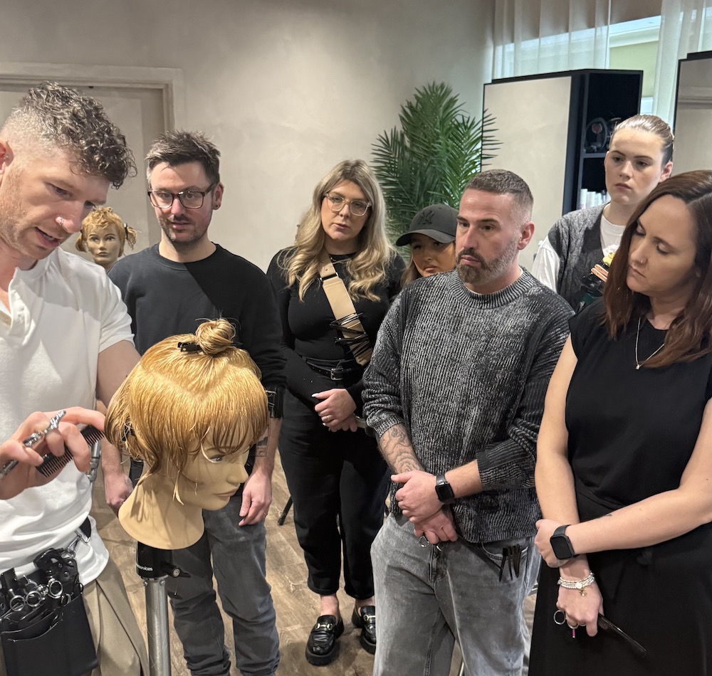 Members of Project Wales with the Fellowship of British Hairdressing in a masterclass
