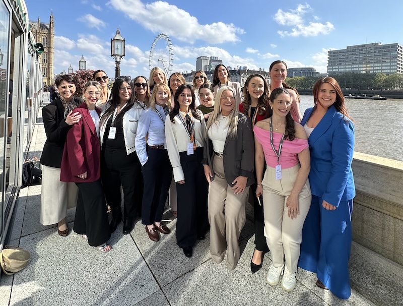 Lesley Blair and Candice Gardner with Dermalogica Pro skin therapists at Sharp Standards launch event at Houses of Parliament