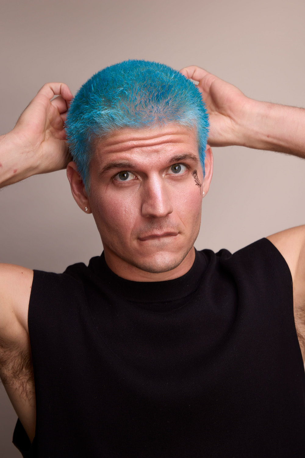 Blue buzzcut by Heffy Wheeler