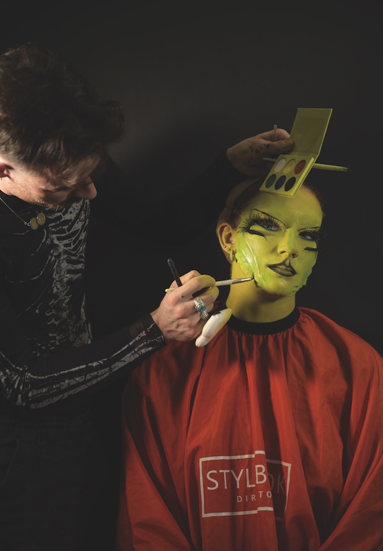 Model wearing an alien-inspired creative makeup look designed by Glow Up finalist James Mac