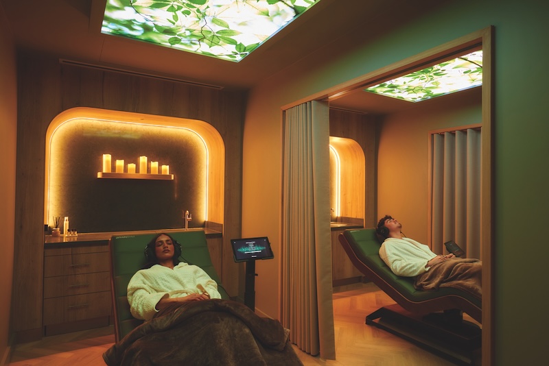 Forest Serenity Suite at Aqua Sana Forest Spa Woburn, featuring touchless wellness treatment pods.