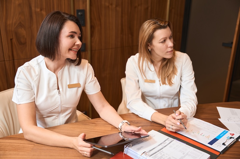 Beauty therapists taking part in professional development training