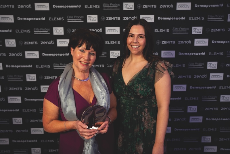 Fliss Williams and Anne Ashton of Elite Skin Studio holding the Skin Clinic of the Year award at the Professional Beauty Awards 2026