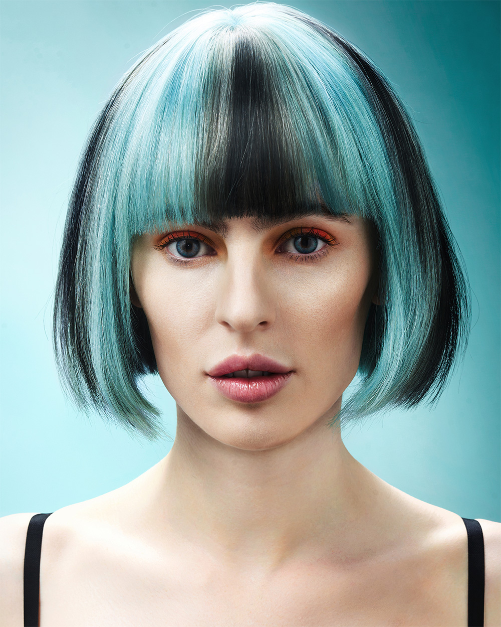 Steven Smart Colour Block Bob with Blunt Fringe