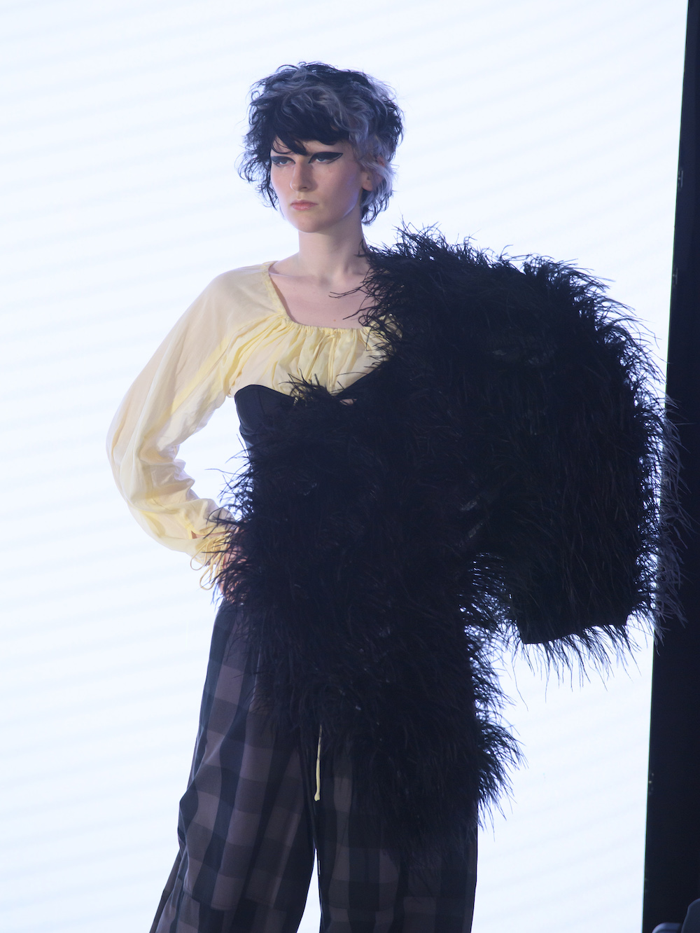 Model showcasing finished hair by Sassoon team at Salon International